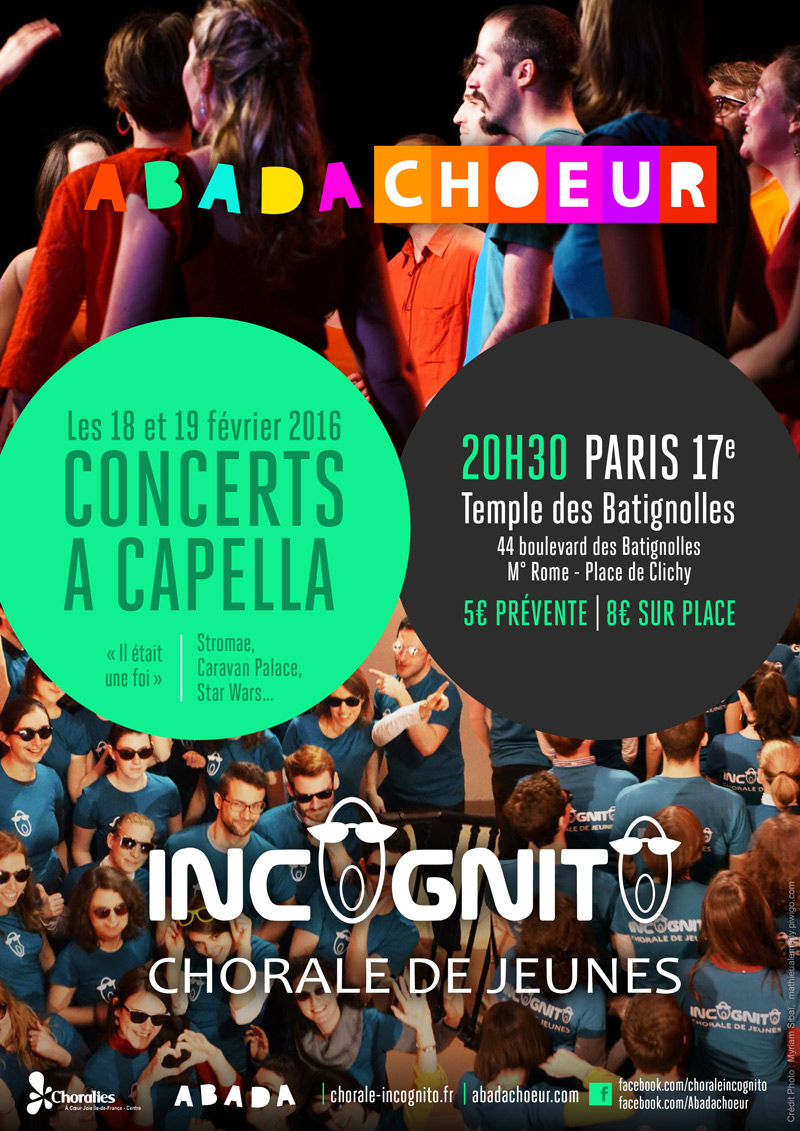 Concert chorale Incognito mercredi 18 mars 2015 à Paris